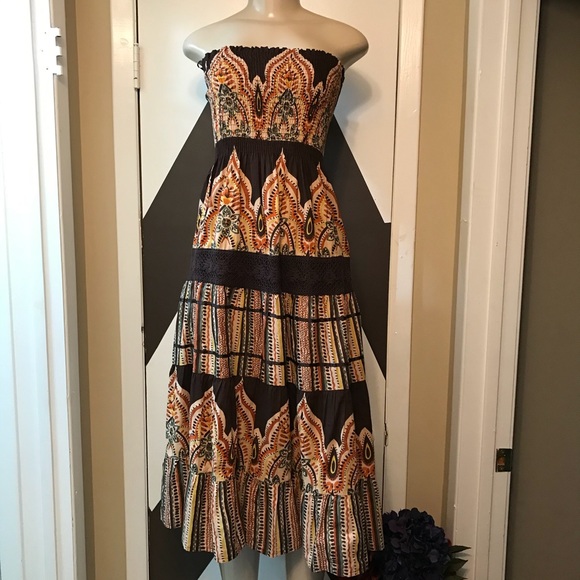 She,s cool brown multi midi 100% cotton dress. - Picture 5 of 8